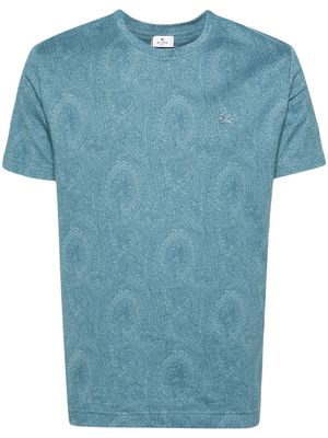 ETRO logo-embroidered cotton T-shirt - Blue