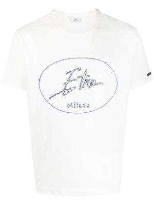 ETRO logo-embroidered cotton T-shirt - White