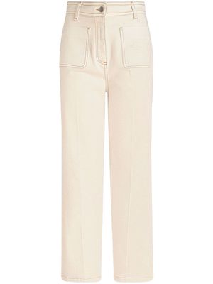 ETRO logo-embroidered cropped jeans - White