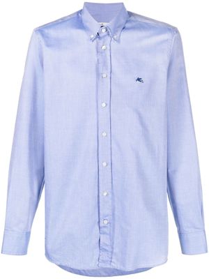 ETRO logo-embroidered long-sleeve shirt - Blue