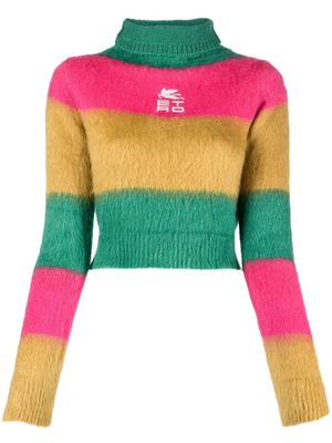 ETRO logo-embroidered stripe-knit jumper - Green