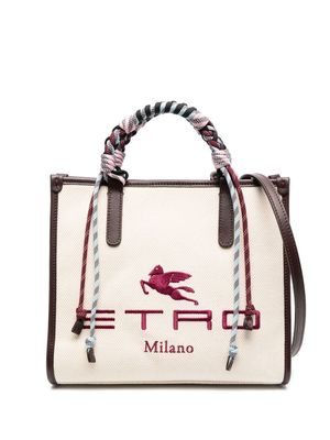 ETRO logo-embroidered tote bag - Neutrals
