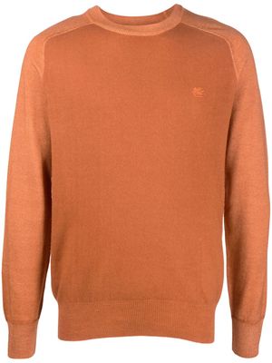 ETRO logo-embroidered virgin-wool jumper - Orange