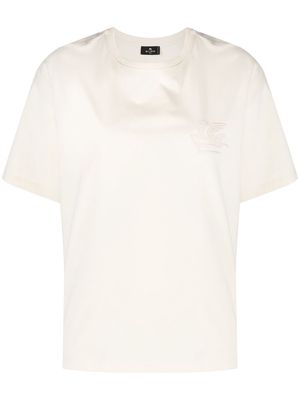 ETRO logo-embroidery cotton T-shirt - Neutrals