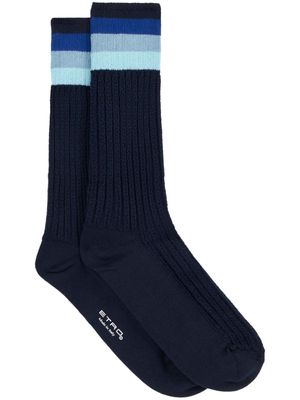 ETRO logo intarsia-knit striped socks - Blue