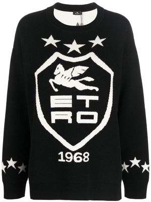 ETRO logo-intarsia wool jumper - Black