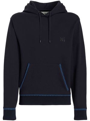 ETRO logo-patch pullover hoodie - Blue