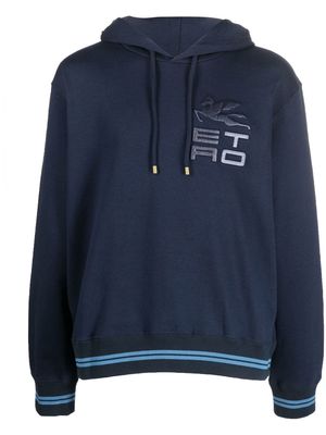 ETRO logo-print long-sleeve hoodie - Blue