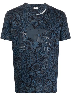 ETRO logo-print paisley T-shirt - Blue