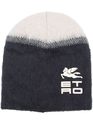 ETRO logo-print virgin-wool hat - Blue