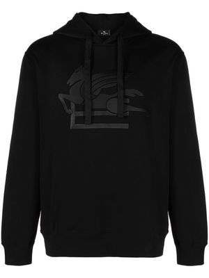 ETRO logo-stamp cotton hoodie - Black