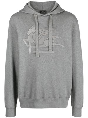 ETRO logo-stamp cotton hoodie - Grey