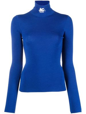 ETRO long-sleeve embroidered logo jumper - Blue