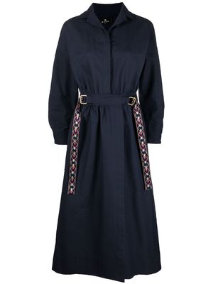 ETRO long-sleeved belted shirtdress - Blue