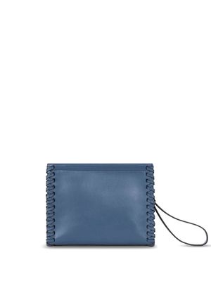 ETRO medium whipstich-detail leather clutch bag - Blue