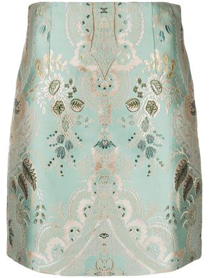 ETRO metallic paisley pattern mini skirt - Blue