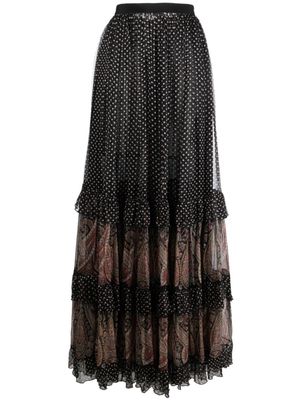 ETRO mix-print tiered maxi skirt - Black