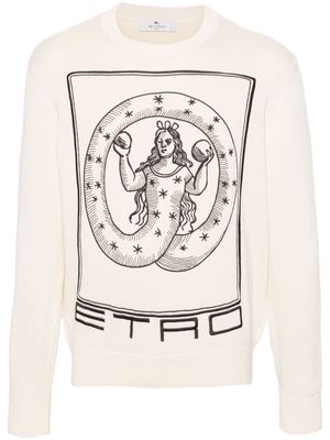 ETRO motif-embroidered cotton jumper - Neutrals