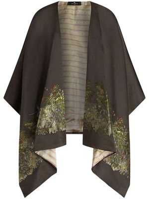 ETRO nature embroidered cape coat - Brown
