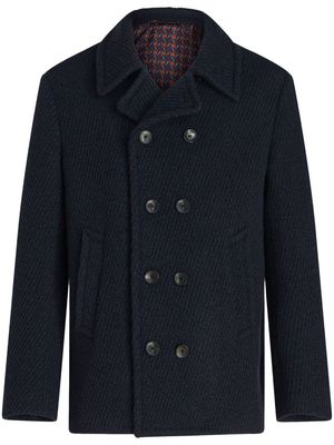 ETRO notched-collar double-breasted coat - Blue