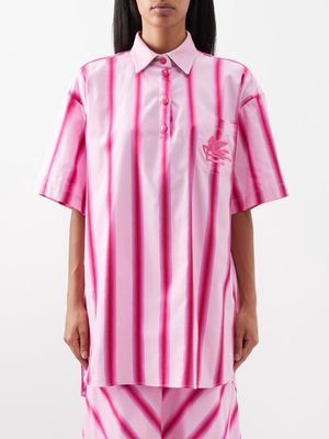 Etro - Ombre-stripe Cotton-blend Shirt - Womens - Pink