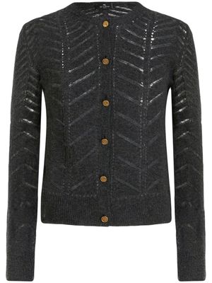 ETRO open-knit-detailling wool cardigan - Grey