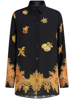 ETRO ornamental-print silk shirt - Black