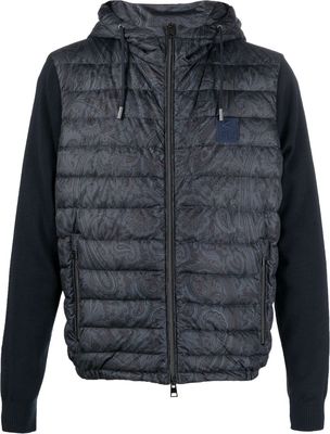 ETRO padded-panel hooded jacket - Blue