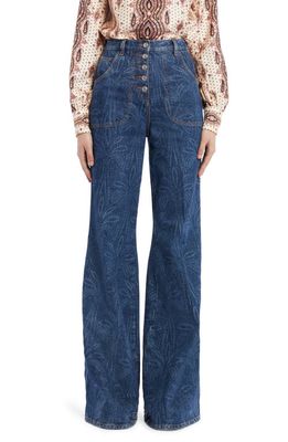 Etro Paisley Corset Waist Stretch Bootcut Jeans in 200