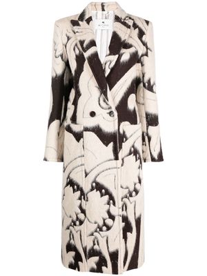 ETRO Paisley-jacquard double-breasted coat - Brown