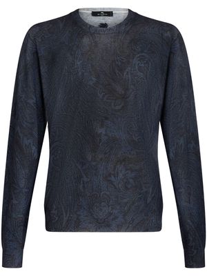 ETRO paisley-jacquard fine-knit jumper - Blue
