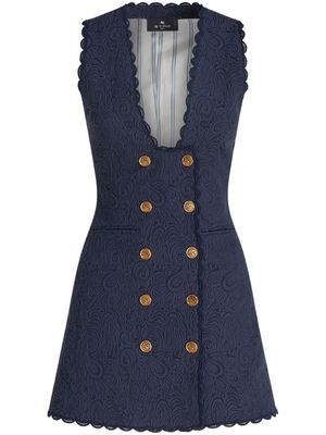 ETRO paisley-jacquard long waistcoat - Blue
