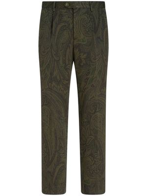 ETRO paisley-jacquard straigh-leg trousers - Green