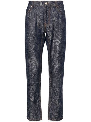 ETRO paisley-jacquard straight-leg trousers - Blue
