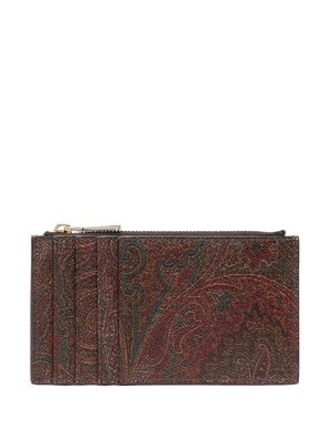 ETRO paisley leather coin-pocket wallet - Brown