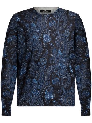ETRO paisley-pattern crew-neck jumper - Blue