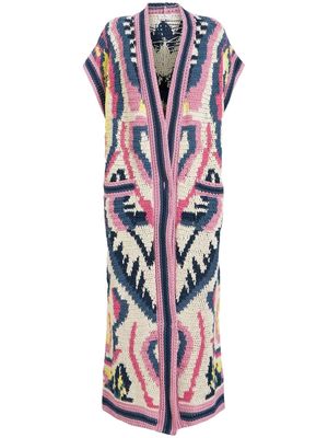 ETRO paisley-pattern knitted longline cardigan - Pink