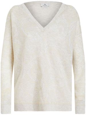 ETRO paisley-pattern knitted sweater - White