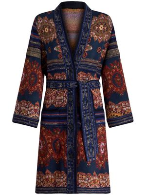 ETRO paisley-print belted trench coat - Blue