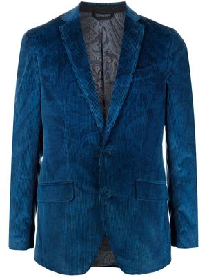 ETRO paisley-print corduroy blazer - Blue