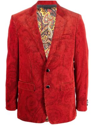 ETRO paisley-print corduroy jacket - Red