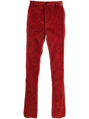 ETRO paisley-print corduroy trousers - Red