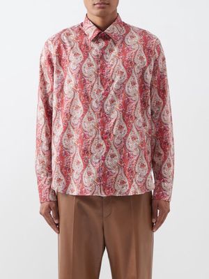 Etro - Paisley-print Cotton-poplin Shirt - Mens - Red
