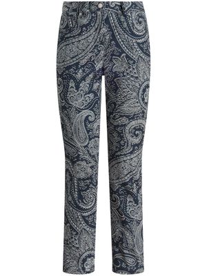 ETRO paisley-print cropped jeans - Blue