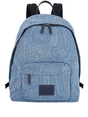 ETRO paisley-print denim backpack - Blue