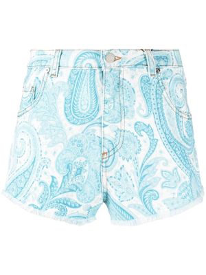 ETRO paisley-print denim shorts - Blue