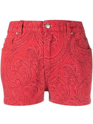 ETRO paisley-print denim shorts - Red