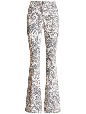 ETRO paisley-print flared jeans - White