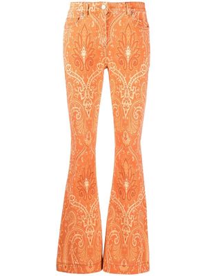 ETRO paisley-print flared trousers - Orange