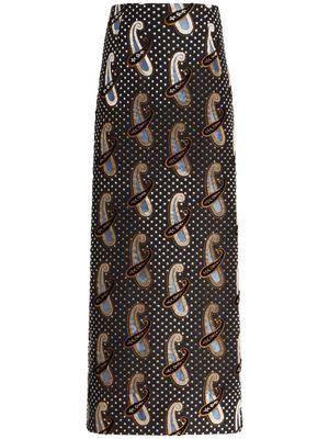 ETRO paisley-print high-waisted skirt - Brown